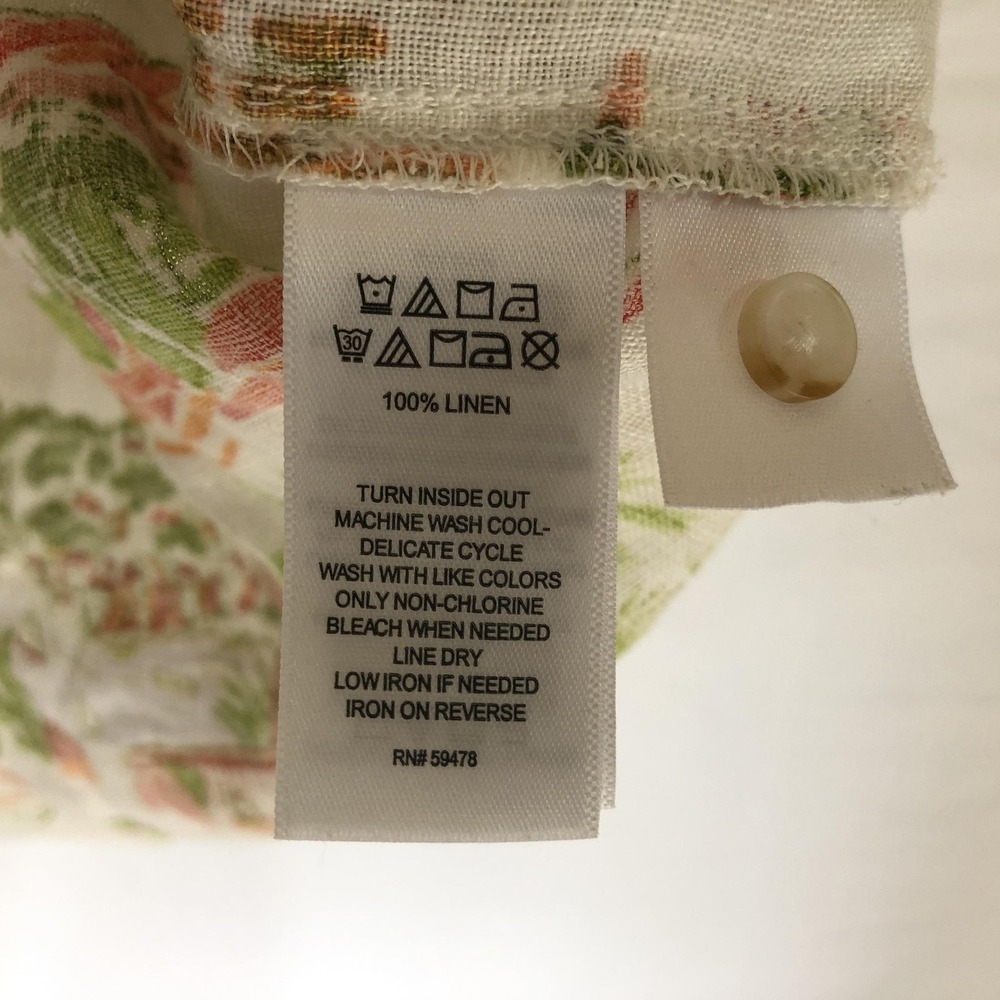 Cynthia Rowley Shirt Womens Large Multicolor 100% Linen Tropical Button Up Print - Picture 5 of 9